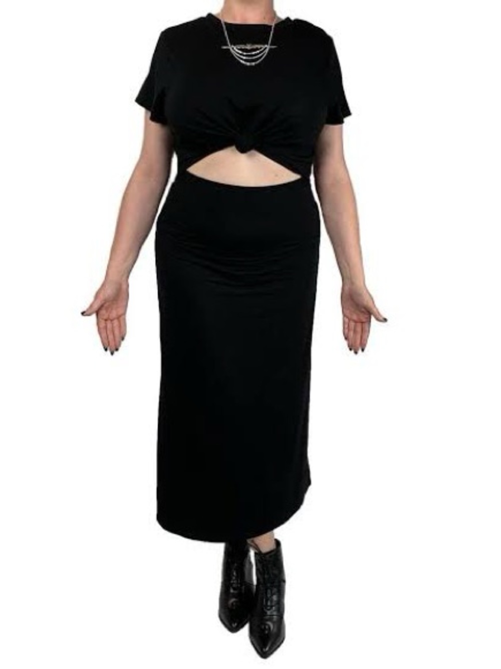 EUC FOXBLOOD TIE ME UP MIDI CUTOUT TSHIRT DRESS SIZE XS (see description)